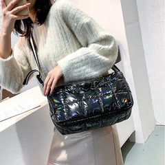 Casual Down Cotton Shoulder Bags Women Wide Strap Crossbody Bag