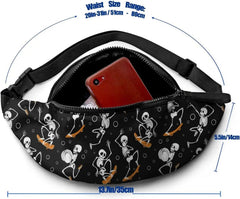 Skateboard Skull Party Waist Bag Pack for Travel Sports Running