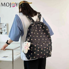 Floral Print Backpack Large Capacity Travel Book Pack Schoolbag