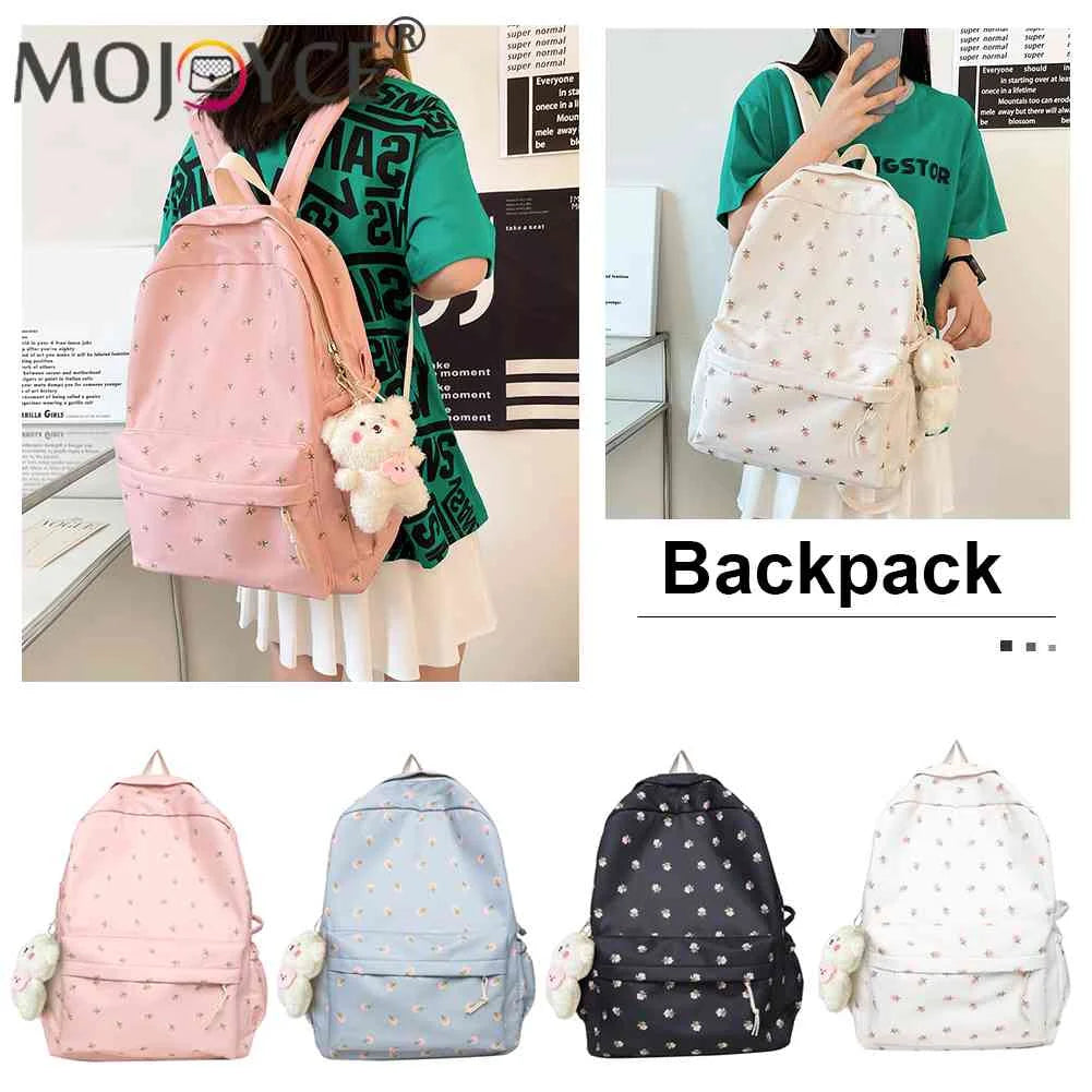 Floral Print Backpack Large Capacity Travel Book Pack Schoolbag