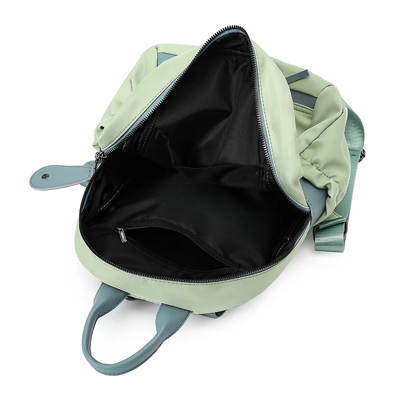 Casual Patchwork Backpack for Teenage Girls Zipper Women Bag