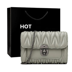 Casual Leather Chain Crossbody Bag for Women Shoulder Messenger Clutch