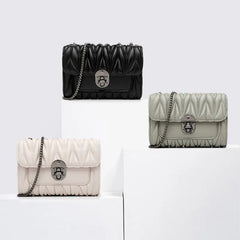 Casual Leather Chain Crossbody Bag for Women Shoulder Messenger Clutch