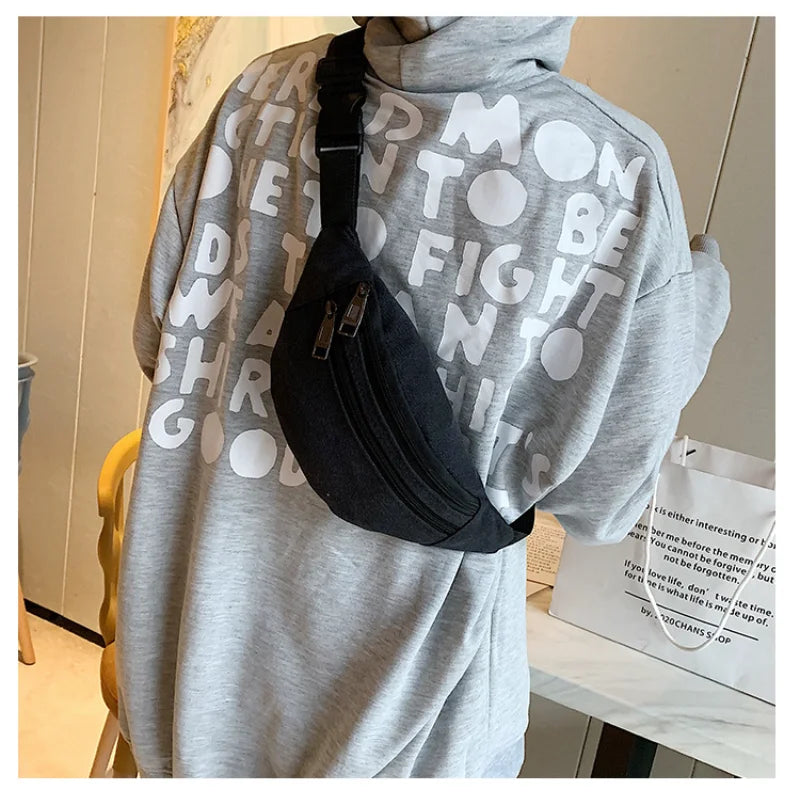 Casual Canvas Waist Bag Women Belt Bag Fanny Pack Hip Bag