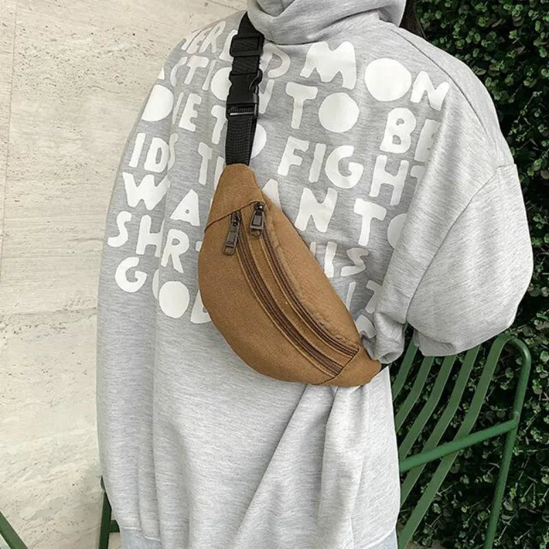 Casual Canvas Waist Bag Women Belt Bag Fanny Pack Hip Bag