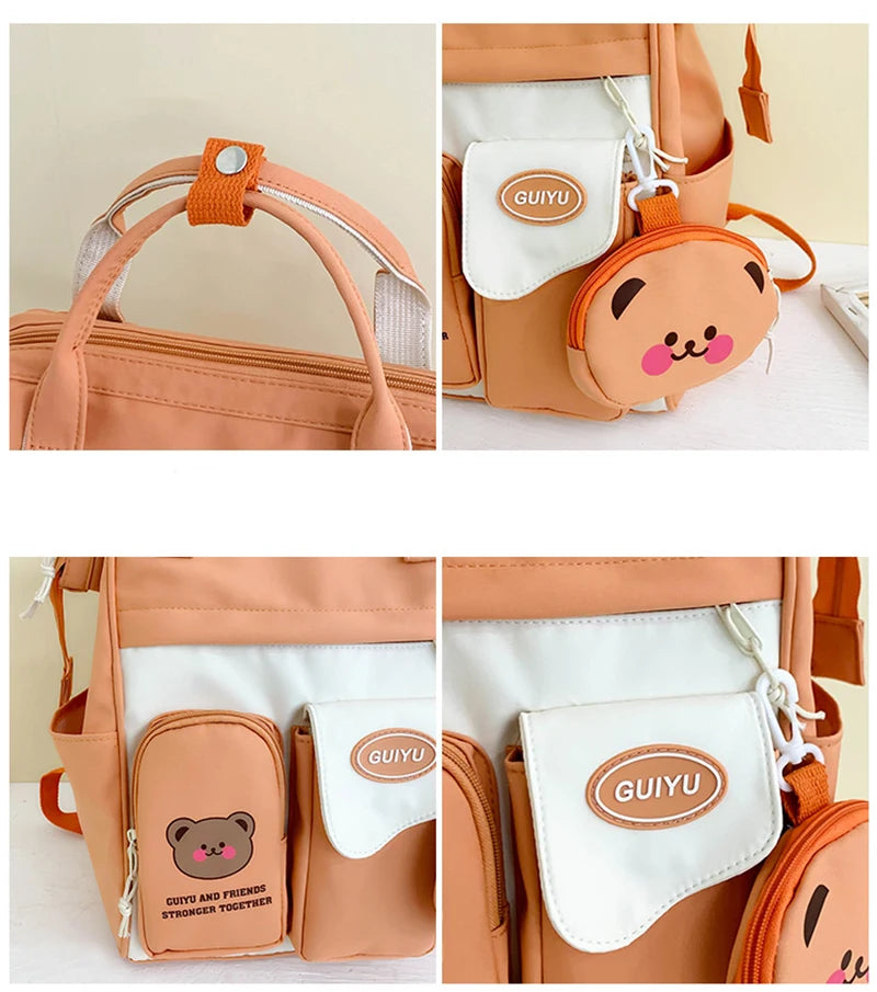 Casual Girl School Backpack Cartoon Large Capacity Waterproof Travel Book Bag