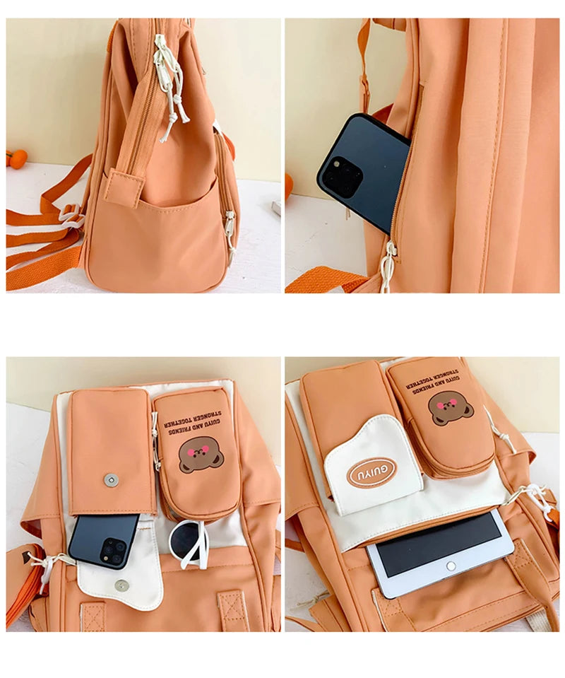 Casual Girl School Backpack Cartoon Large Capacity Waterproof Travel Book Bag