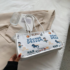 Casual Graffiti Canvas Bag Shopping Bag Reusable Grocery Tote Handbag