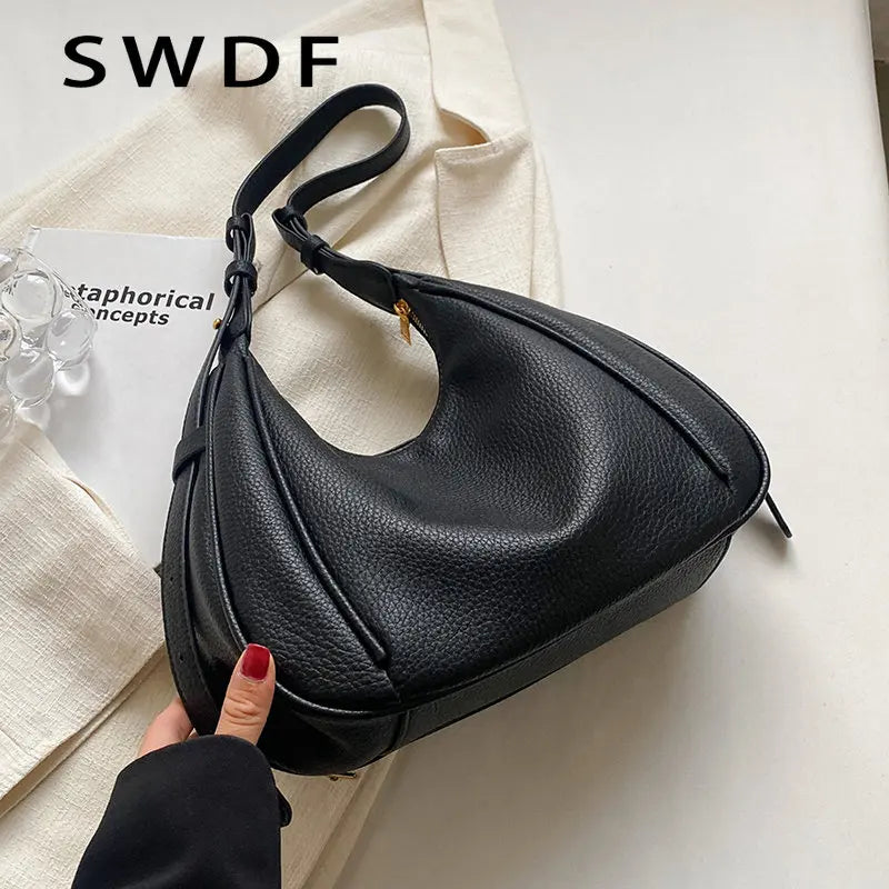 Vintage Soft Leather Shoulder Bags for Women with Purses