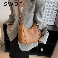 Vintage Soft Leather Shoulder Bags for Women with Purses