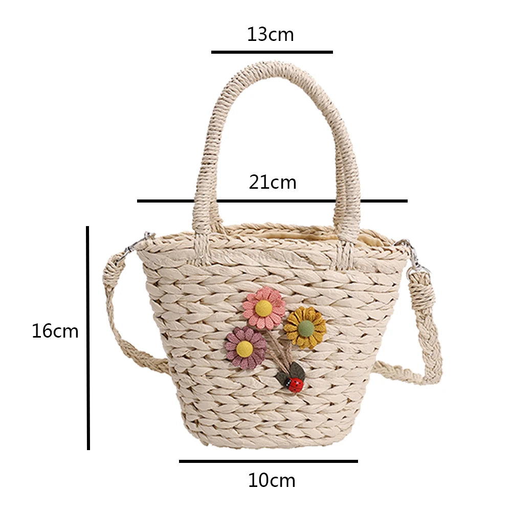 Women Beach Weaving Straw Bag Top Handle Handbags Tote Bag