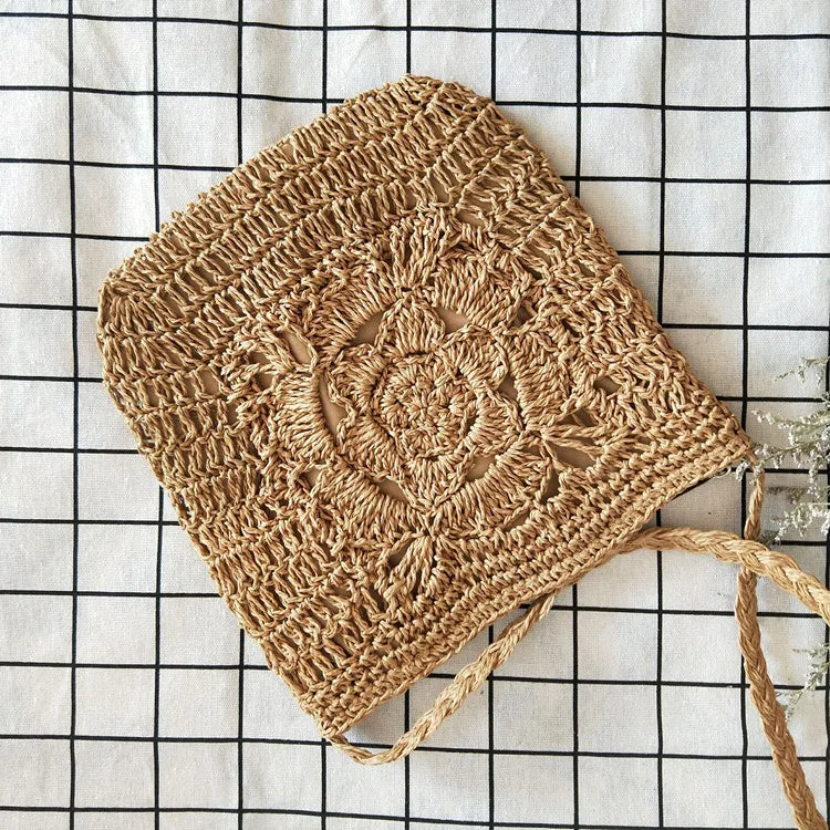 Lady Handbag Straw Knit Beach Bag Shoulder Messenger Bag