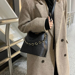 Casual High Bucket Bag For Women Female Pu Leather Shoulder Bag