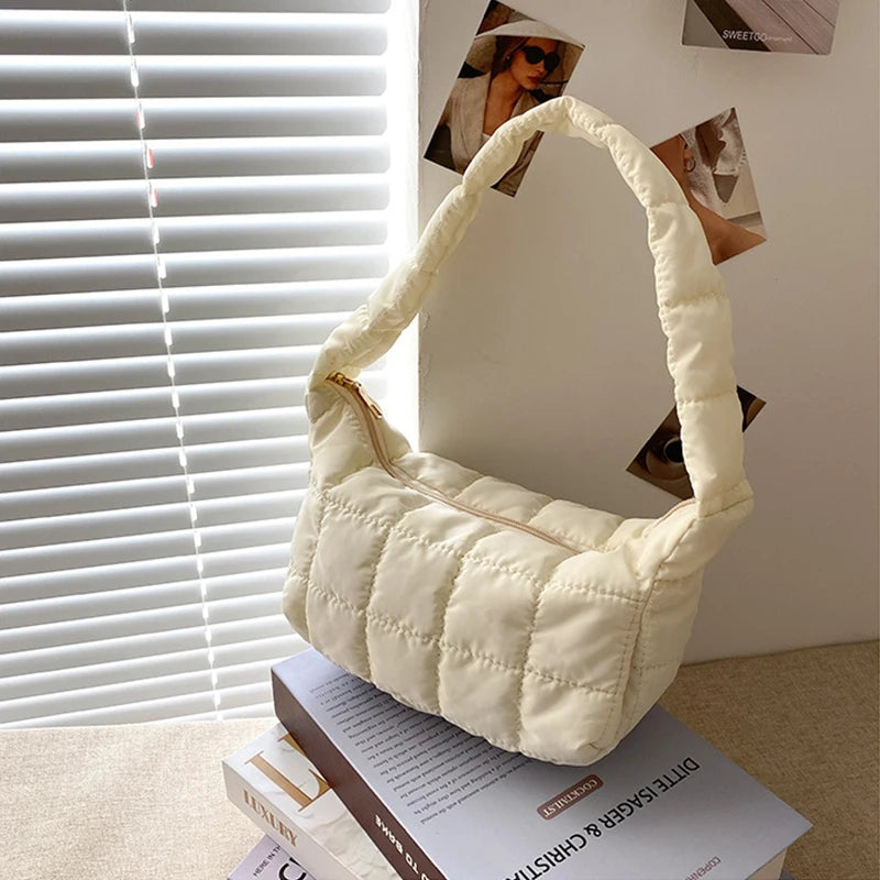Quilted Cotton Shoulder Bag Casual Handbag Small Tote