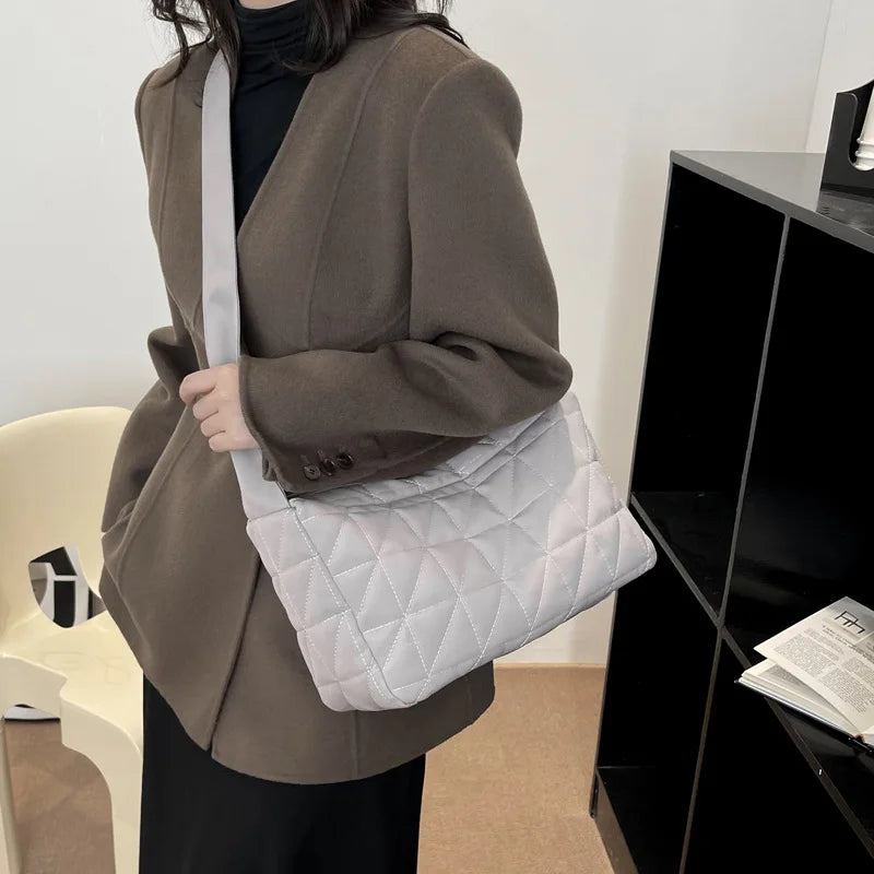Quilted Cotton Shoulder Bag Casual Handbag Small Tote