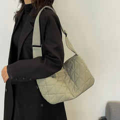 Quilted Cotton Shoulder Bag Casual Handbag Small Tote