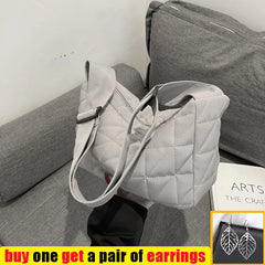 Quilted Cotton Shoulder Bag Casual Handbag Small Tote