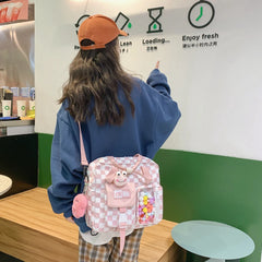 Japanese Plaid Women Backpack Large Capacity Schoolbags Female