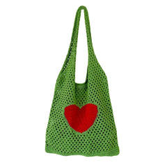 Knitted Ladies Shopping Bags Mesh Hollow Woven Handbags Women Travel Shoulder Ba