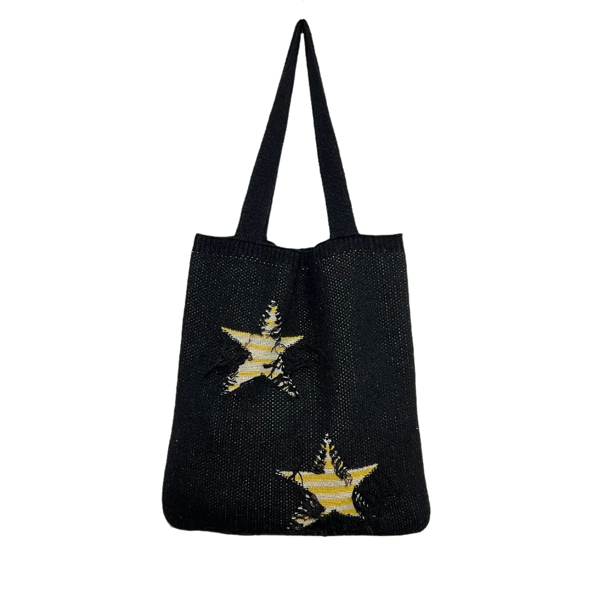 Casual Knitted Star Pattern Women Shoulder Bags Wollen Lady Handbags