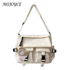 Casual Ladies Crossbody Bag with Pockets and Pendant Decor