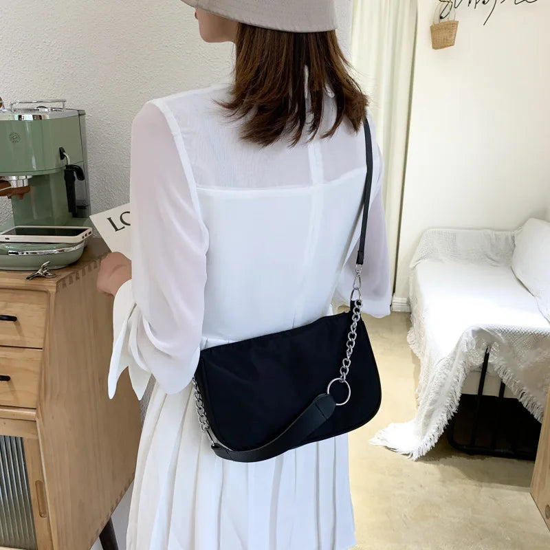 Casual Ladies Crossbody Bags Nylon Chain Bag Vintage Shoulder Bags