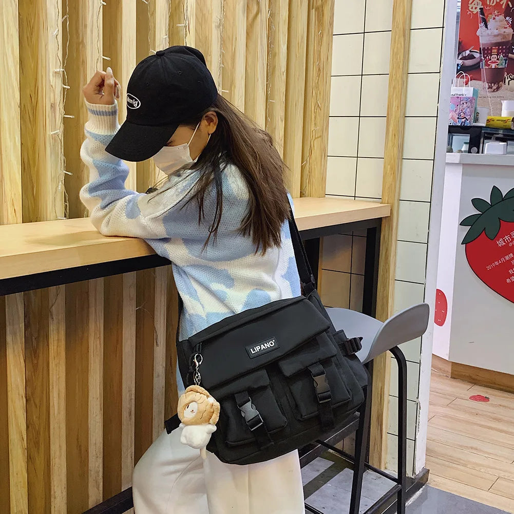 Casual Ladies Crossbody Bags Solid Messenger Handbags Travel Nylon Bag