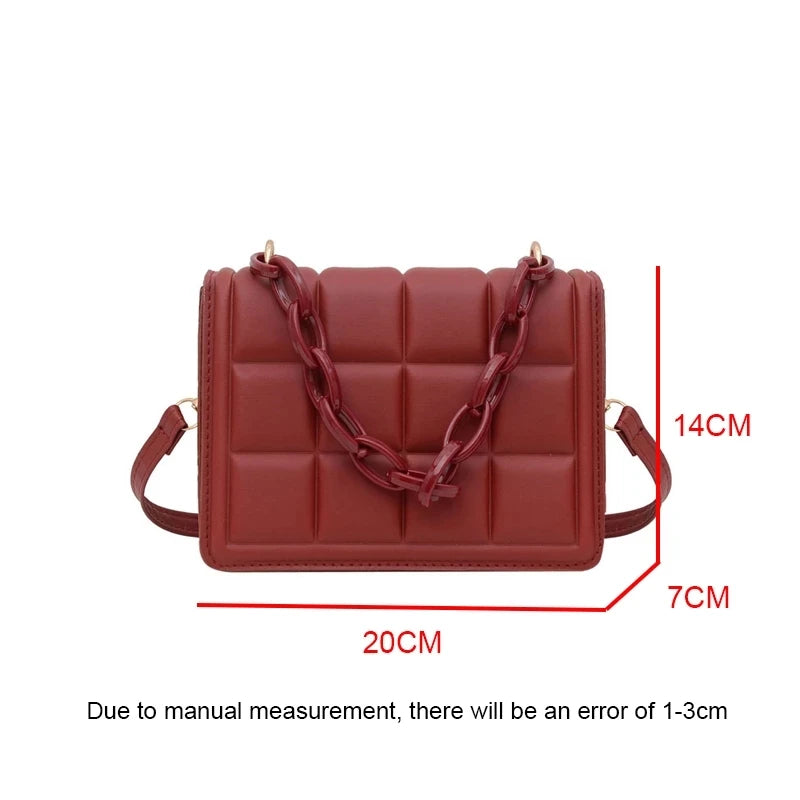 Casual Ladies Mini Handbags Checkered PU Leather Crossbody Purse