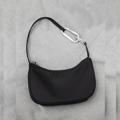 Casual Ladies Nylon Underarm Bag Metal Ring Decoration Women Handbags