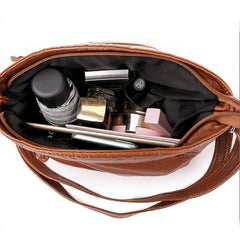 Casual PU Leather Handbag Solid Mother Shoulder Crossbody Bag