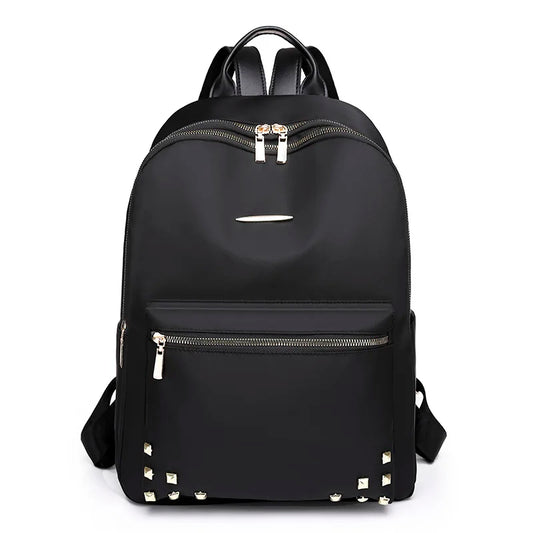 Casual Large Capacity Backpack For Women Rivet Oxford Travel Pack Knapsack