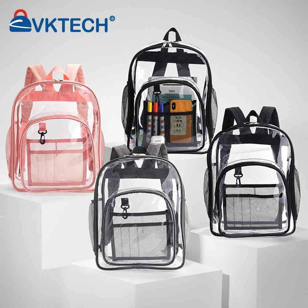 Clear PVC Shoulder Backpack Waterproof Student School Bookbag