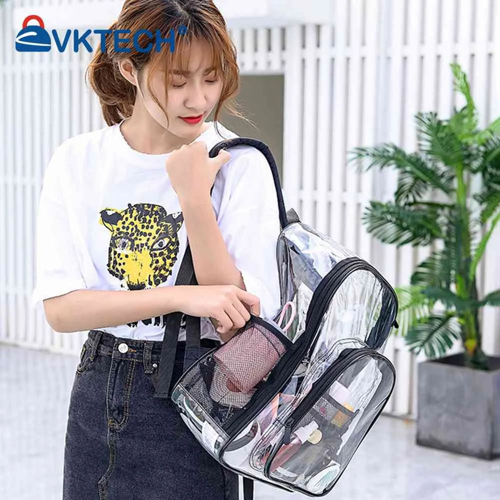 Clear PVC Shoulder Backpack Waterproof Student School Bookbag