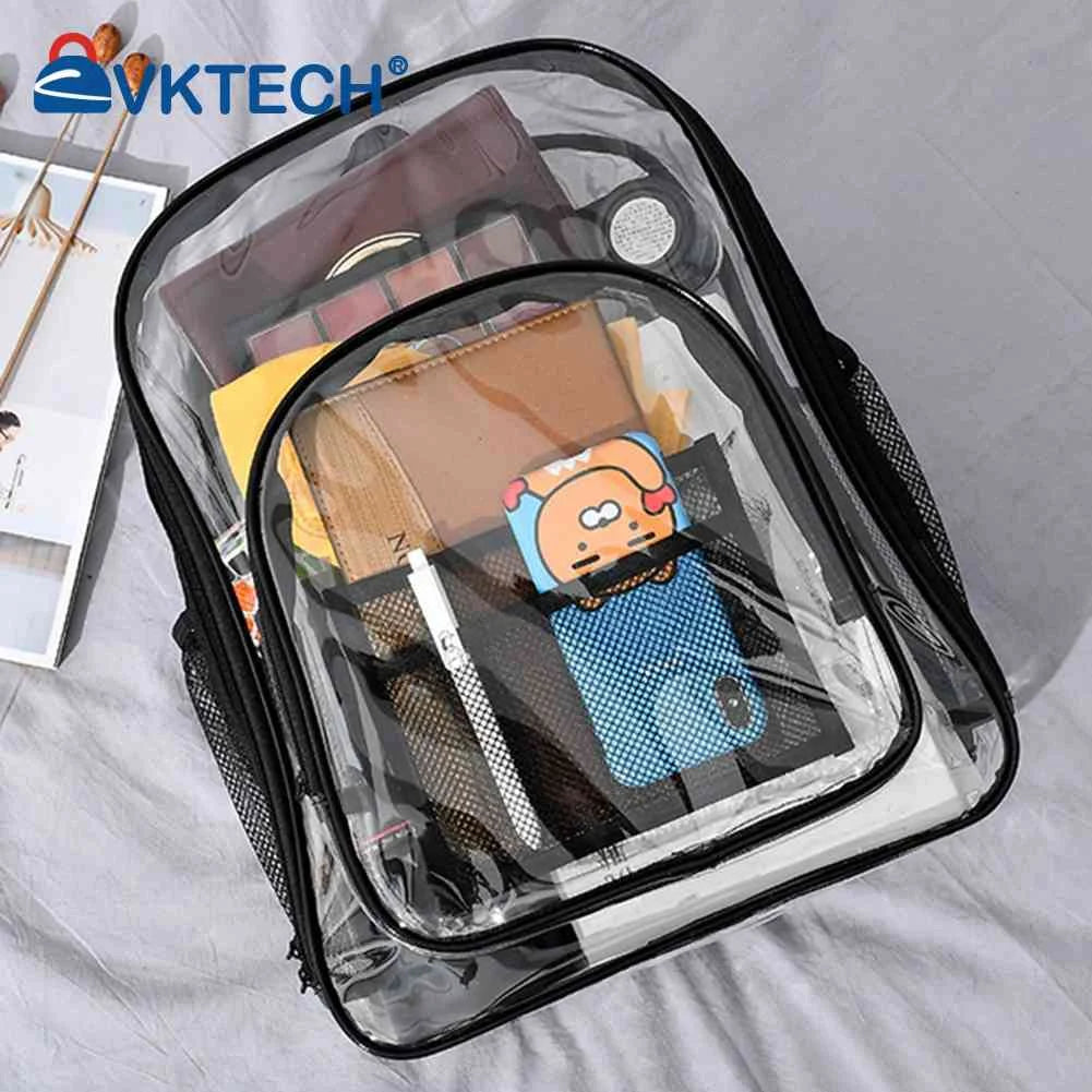 Clear PVC Shoulder Backpack Waterproof Student School Bookbag