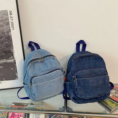 Casual Denim Women Backpack High Capacity Travel Bag