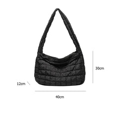 Large Capacity Eiderdown Shoulder Bag Women Lattice Pattern Hand
