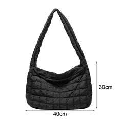 Large Capacity Eiderdown Shoulder Bag Women Lattice Pattern Hand
