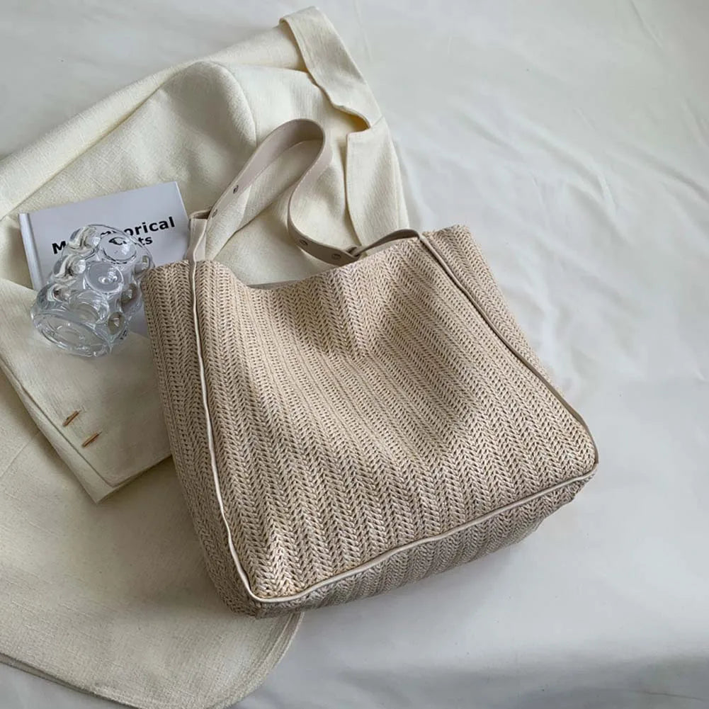 Summer Straw Women Shoulder Bags Large Capacity Beach Tote Top-handle Bags