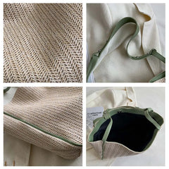 Summer Straw Women Shoulder Bags Large Capacity Beach Tote Top-handle Bags