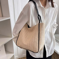 Summer Straw Women Shoulder Bags Large Capacity Beach Tote Top-handle Bags