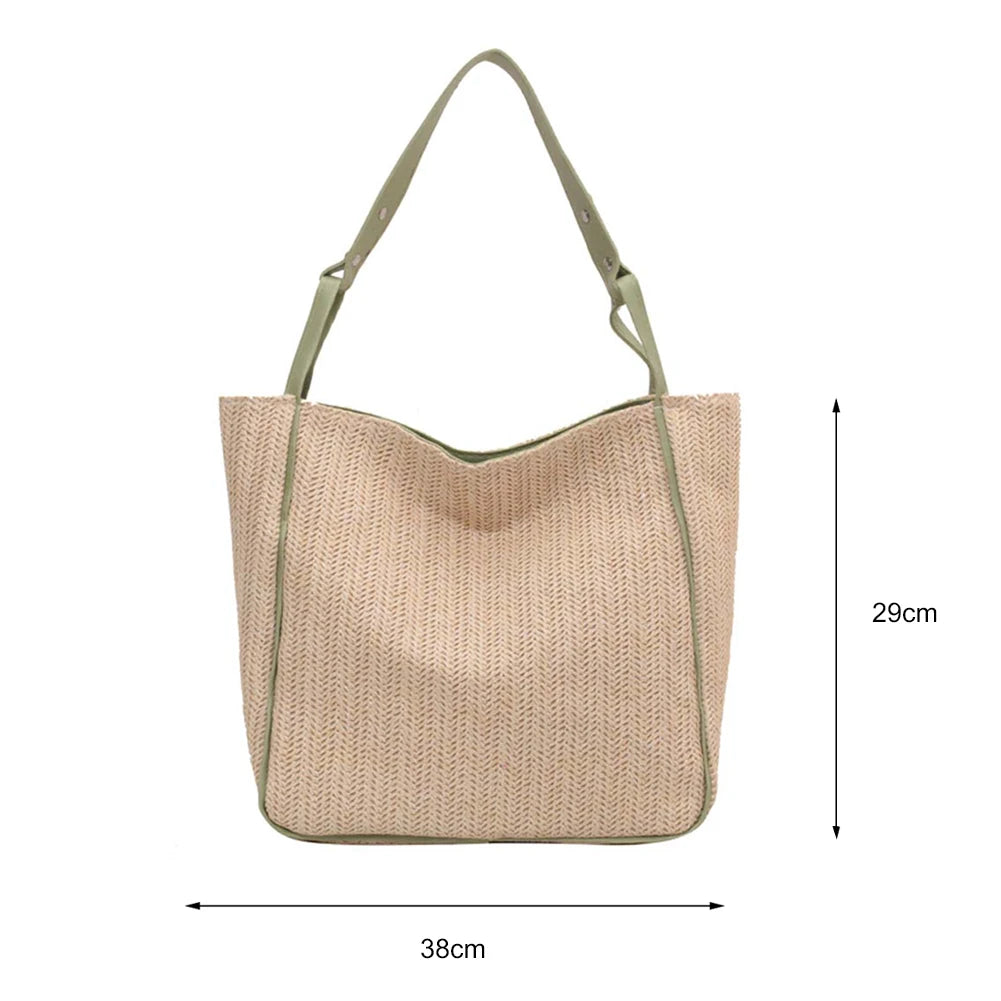 Summer Straw Women Shoulder Bags Large Capacity Beach Tote Top-handle Bags