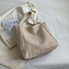 Summer Straw Women Shoulder Bags Large Capacity Beach Tote Top-handle Bags