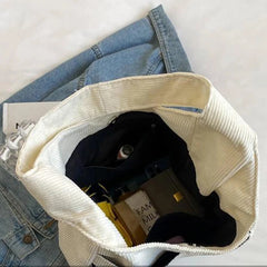 Casual Corduroy Shopping Tote Winter Shoulder Bag Women Student Bag