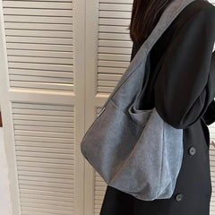 Casual Corduroy Shopping Tote Winter Shoulder Bag Women Student Bag