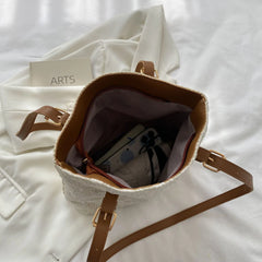 Straw Shoulder Bag Lace Woven Handbag Summer Beach Tote Lady Travel Purse