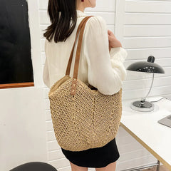 Straw Woven Beach Bags Women Shoulder Bag Lady Summer Travel Handbags Tote