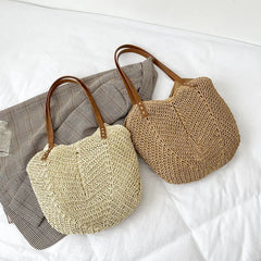 Straw Woven Beach Bags Women Shoulder Bag Lady Summer Travel Handbags Tote