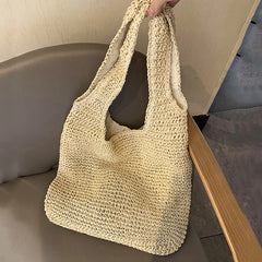 Large Capacity Straw Tote Bags Women Rattan Woven Handbags