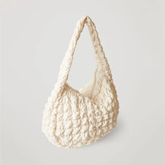 Casual Ruched Nylon Handbag Quilted Tote Shoulder Bag