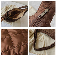 Casual Large Capacity Tote Shoulder Bag Quilted Handbag Nylon Crossbody Purse